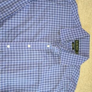 Lands' End Men's Blue Plaid Button Down Shirt 16